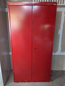lot 211 image: Sandusky Classic Series Steel Freestanding Garage Cabinet in Red
