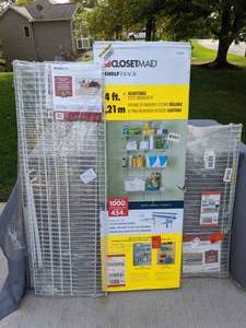 lot 181 image: ClosetMaid 3 Ft. Wire Shelf Kit, ClosetMaid 2845 ShelfTrack 4 Ft. Pantry Organizer Kit and ClosetMaid 1074 Heavy-Duty Wire Shelf Kit