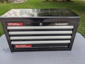 lot 161 image: Husky 26 in. W x 12 in. D Standard Duty 4-Drawer Top Tool Chest in Gloss Black
