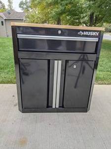 lot 180 image: HUSKY 28 in. W x 33 in. H x 18 in. D 1-Drawer 2-Door Steel Garage Base Cabinet