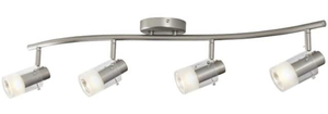 lot 25 image: HAMPTON BAY 4-Light Brushed Steel Wave Bar Track Lighting Fixture with Cylinder Glass Shades
