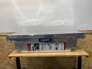 lot 95 image: HUSKY 61.86 in. Diamond Plate Aluminum Low Profile Mid-Size Crossbed Truck Tool Box