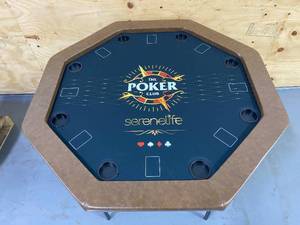 lot 10 image: SereneLife Poker Foldable-8 Players Octagonal Portable Folding Leisure Game Table