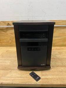 lot 64 image: DURAFLAME 1500-Watt Infrared Cabinet Indoor Electric Space Heater with Thermostat and Remote Included