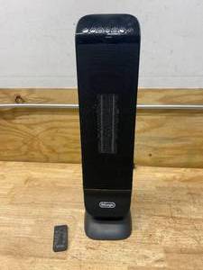 lot 119 image: DELONGHI 1500-Watt Ceramic Tower Indoor Electric Space Heater with Thermostat and Remote Included