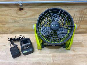 lot 128 image: P3320 18 Volt Hybrid One Battery or AC Powered Adjustable Indoor  Outdoor Shop Fan with 18V Charger (Battery and AC Cable Not Included)