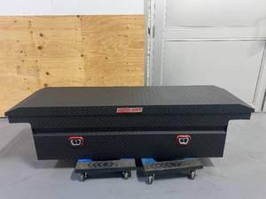 lot 5 image: WEATHER GUARD 72 in. Matte Black Aluminum Full Size Low Profile Crossbed Truck Tool Box