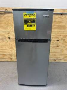 lot 17 image: MAGIC CHEF HMDR450SE Double Door Mini Refrigerator Stainless Look 4.5 cu. ft.