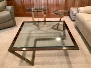 Set of 3 Glass Top Tables