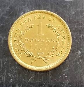 1853 US $1 GOLD PIECE SHARP UNC