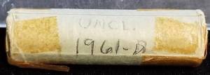 UNCIRCULATED ROLL OF 1961-D SILVER DIMES 50 COINS