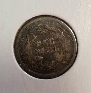 1868 US SEATED LIBERTY DIME VF