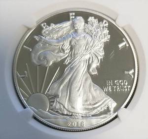 2018-S PROOF AMERICAN SILVER EAGLE PF70 ULTRA CAMEO NGC ANA SLAB
