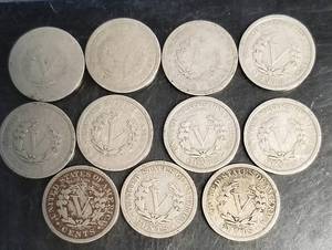 GROUP OF 11 US LIBERTY NICKELS NICE MIXED DATE GROUP
