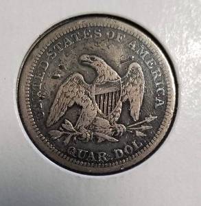 1856 US SEATED LIBERTY QUARTER VF DETAILS