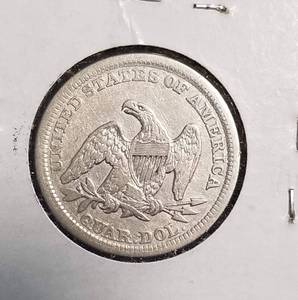 1857 US SEATED LIBERTY QUARTER VF DETAILS
