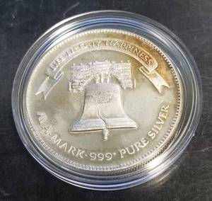 1 TROY OZ .999 FINE SILVER A-MARK LIBERTY ROUND IN AIRTITE