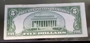 1934-A US $5 DOLLAR BLUE SEAL SILVER CERTIFICATE UNC