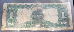 1899 US $1 LARGE SIZE BLACK EAGLE SILVER CERTIFICATE VG DETAILS