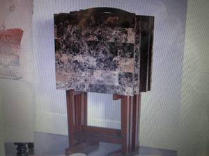 Linon Marble-Look TV Tray Set open ...