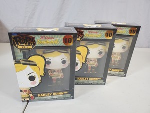 3 New Funko Pops DC Comics Harley Quinn Enamel Pins