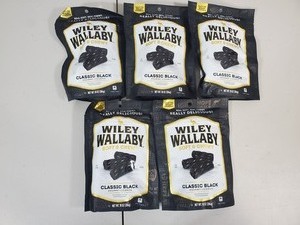 5 New Bags of Wiley Wallaby Black Licorice