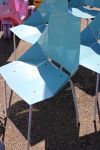 Metal Blue Patio Chairs Lot Of 5 Chairs