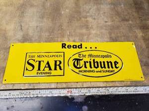 lot 17 image: Minneapolis Star And Minneapolis Tribune Metal Sign