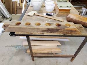 lot 45 image: Old Farm Wood Candle Holder