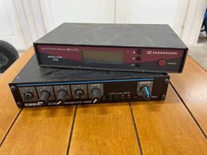 lot 80 image: Wireless One Sennheiser, Shure SCM 268 Micophone Mixer Road Way EQ