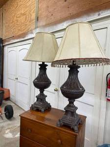lot 86 image: 2-Lamps With Shades-All In Good Condition