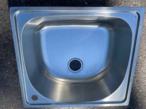 lot 104 image: NEW. Presenza, Italia, Stainless Steel Sink. Never Installed 24x21.5x10 Deep