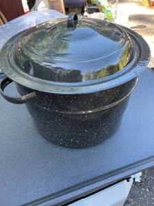 lot 115 image: Enamel Canning Pot With Jar Holder Inside-Used But In Good Condition.