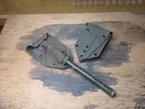 lot 55 image: Vintage Millitary Shovel and Folding Shovel Case-One from 1952