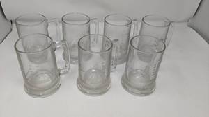 lot 36 image: Vintage Etched Nautical Glass Beer Mugs