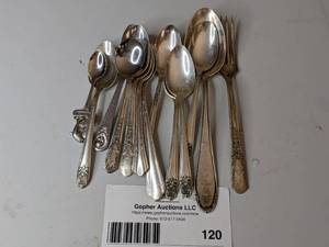 lot 120 image: Beautiful Vintage Silver-Plated Baby Spoons, & Assorted Spoons