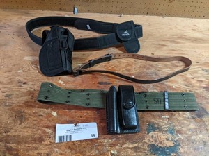 lot 54 image: Vintage Millitary Belts with Holsters