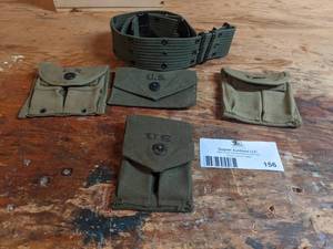 lot 156 image: Rare WW2 US Army Belt and Pouches from 1944, 1945, & 1952