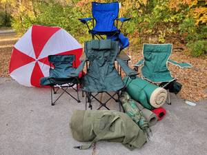 lot 166 image: Camping Collection- Sleeping Bags & Chairs