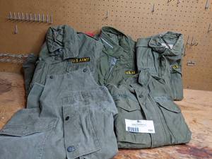 lot 104 image: 4 Army Shirts & Coveralls
