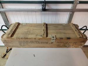 lot 294 image: Vintage Military Wooden Army Crate 7.5 x 11.75 x 31