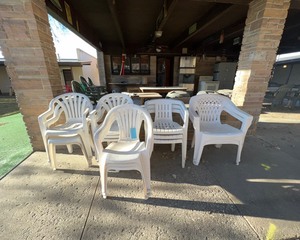 lot 205B image: White Plastic Chairs