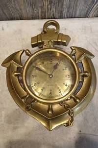lot 98 image: Vintage Ships Time Brass PortholeAnchor Wall Clock