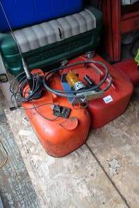 lot 219 image: Metal Boat Gas Cans with Light and Antenna