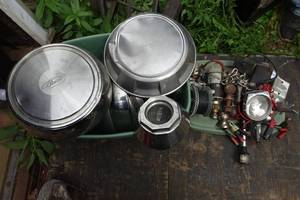 lot 220 image: Assorted Hub Caps, Lights, and Trailer Accessories