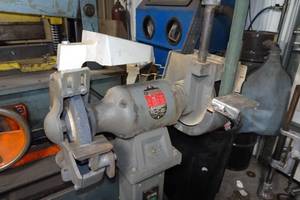 lot 22H image: Rockwell 3 Phase Electric Grinder and Belt Sander on Pedestal Stand