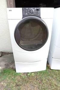 lot 225 image: Kenmore Elite 110.94832201 Front Load Gas Dryer with Drawer Pedestal