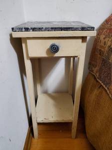 lot 114 image: Primitive Build End table with Drawer