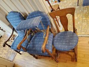 lot 171 image: Three Upholstered Chairs & Stool