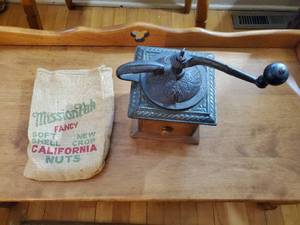 lot 181 image: Coffee Grinder and Burlap Sac